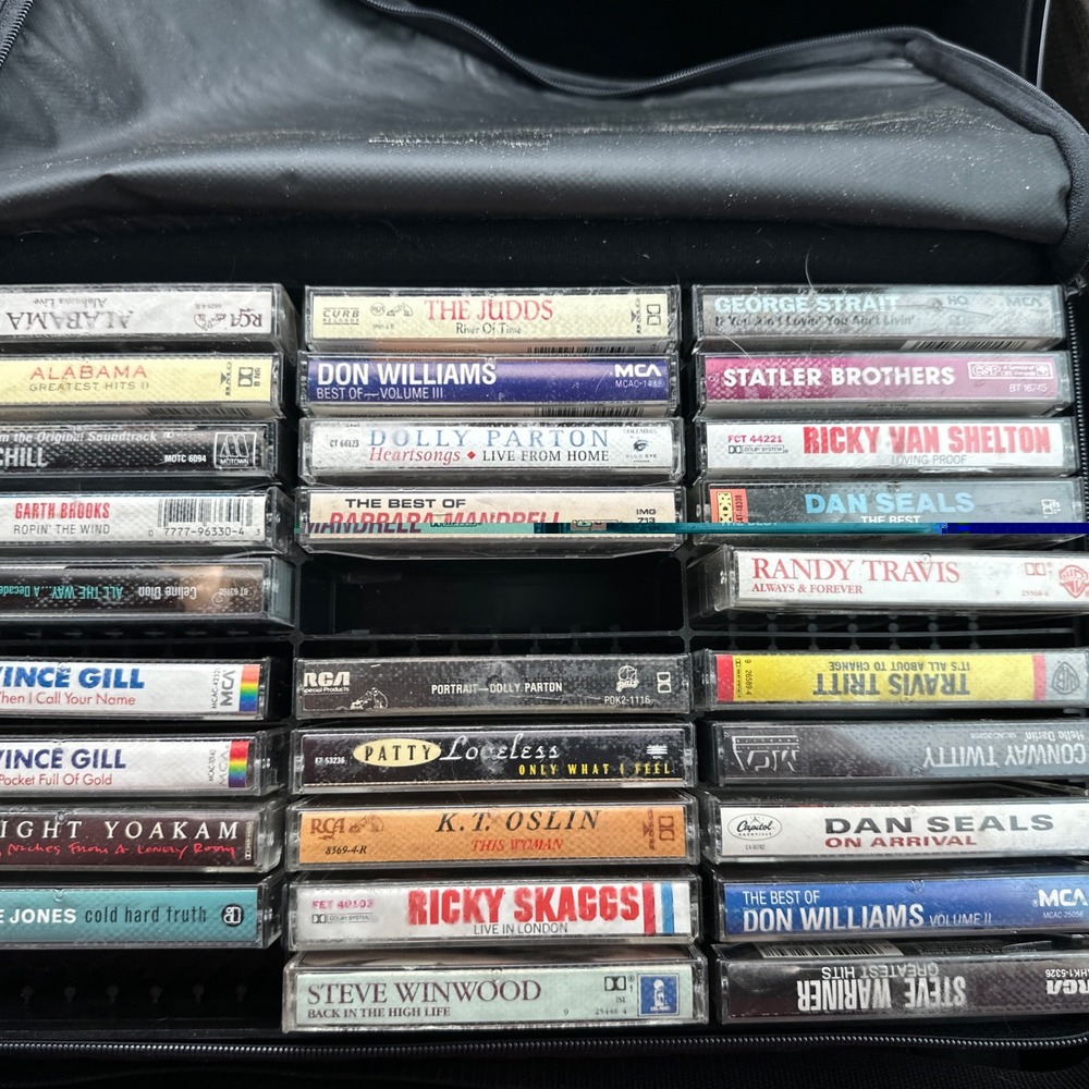 Mixed Country Cassette Tape Lot 27pc George Jones Dolly Parton Garth Brooks Case